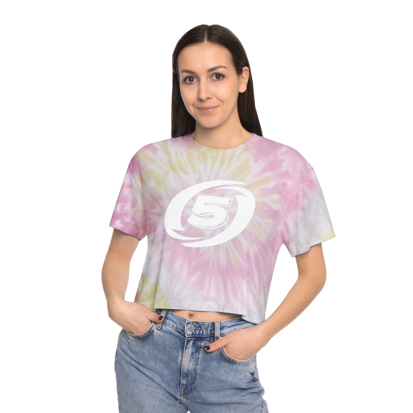 Tie-Dye Crop Tee — Pastel Spiral Graphic
