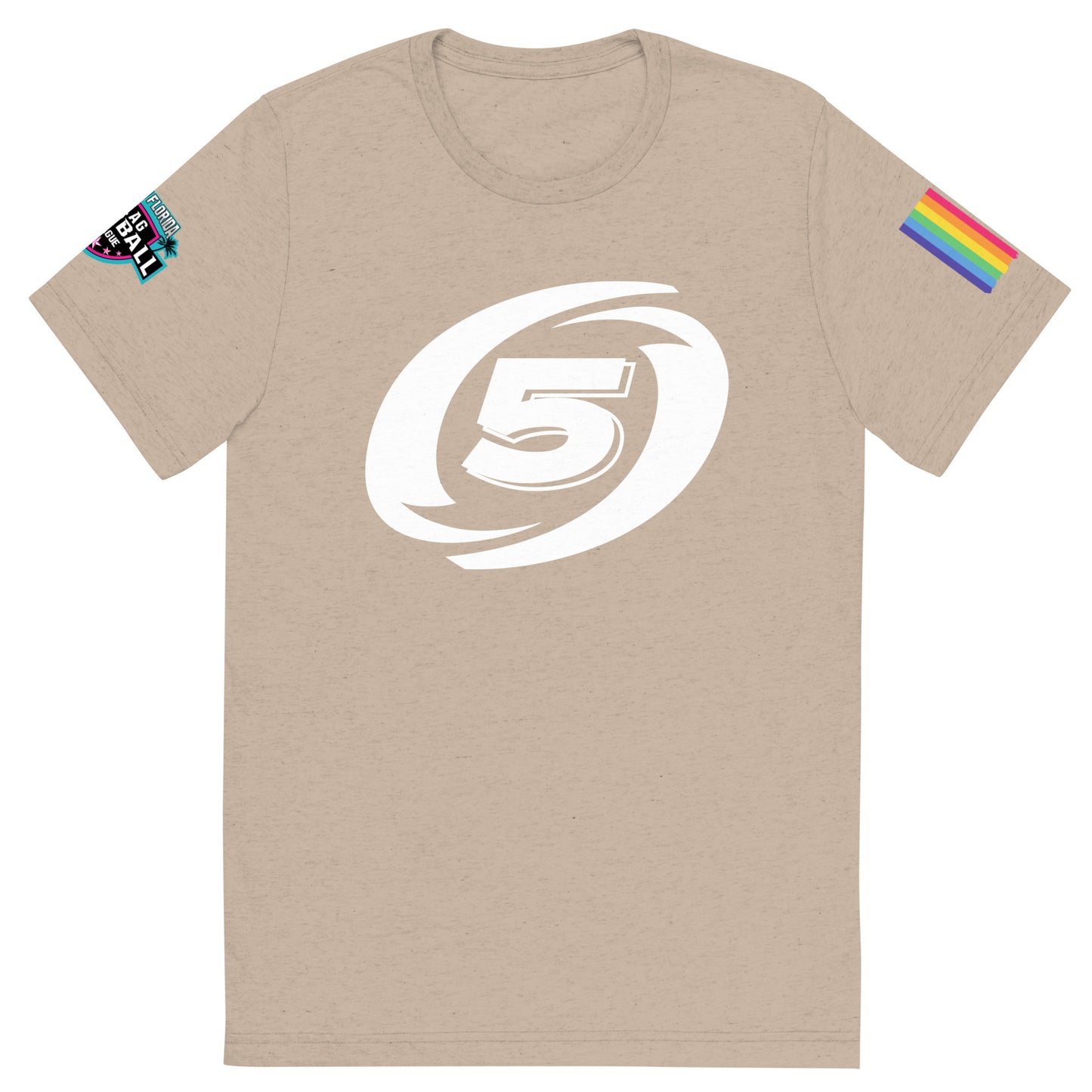 Cat-5 Short sleeve t-shirt | SFFFL logo + Pride Flag on Sleeve