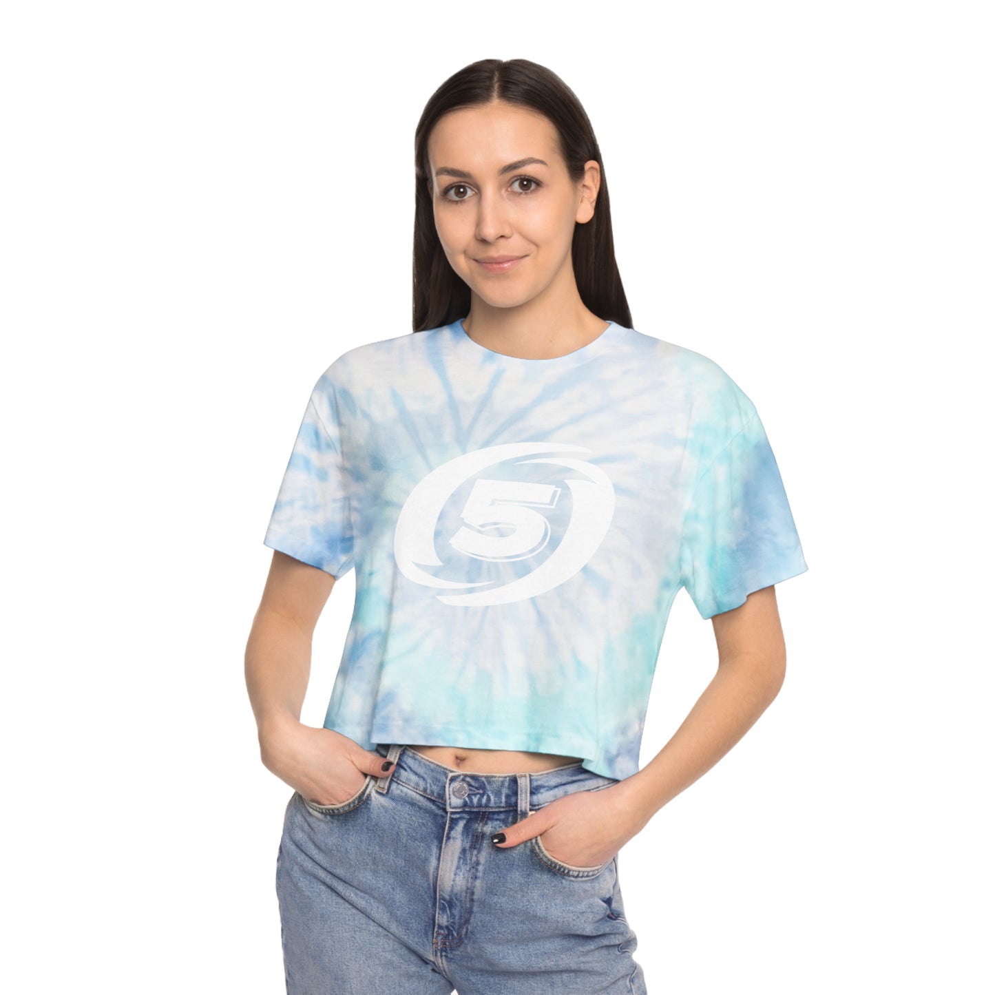 Cat-5 - Don't Get Caught in the Cat-5 Women's Tie-Dye Crop Tee