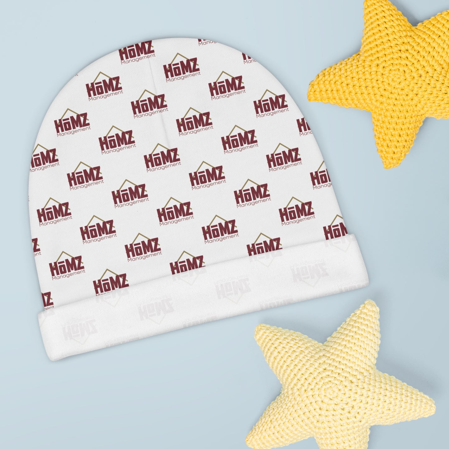 HoMZ Baby Beanie — All-Over Print "HoMz" Logo Pattern