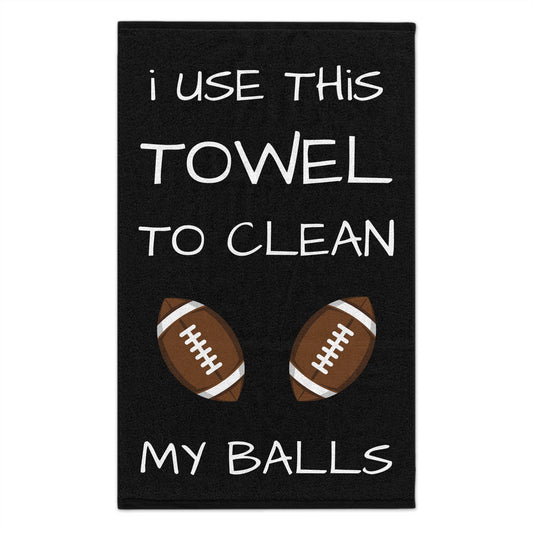 Funny Football Towel – "I Use This Towel to Clean My Balls" – Perfect for Game Day