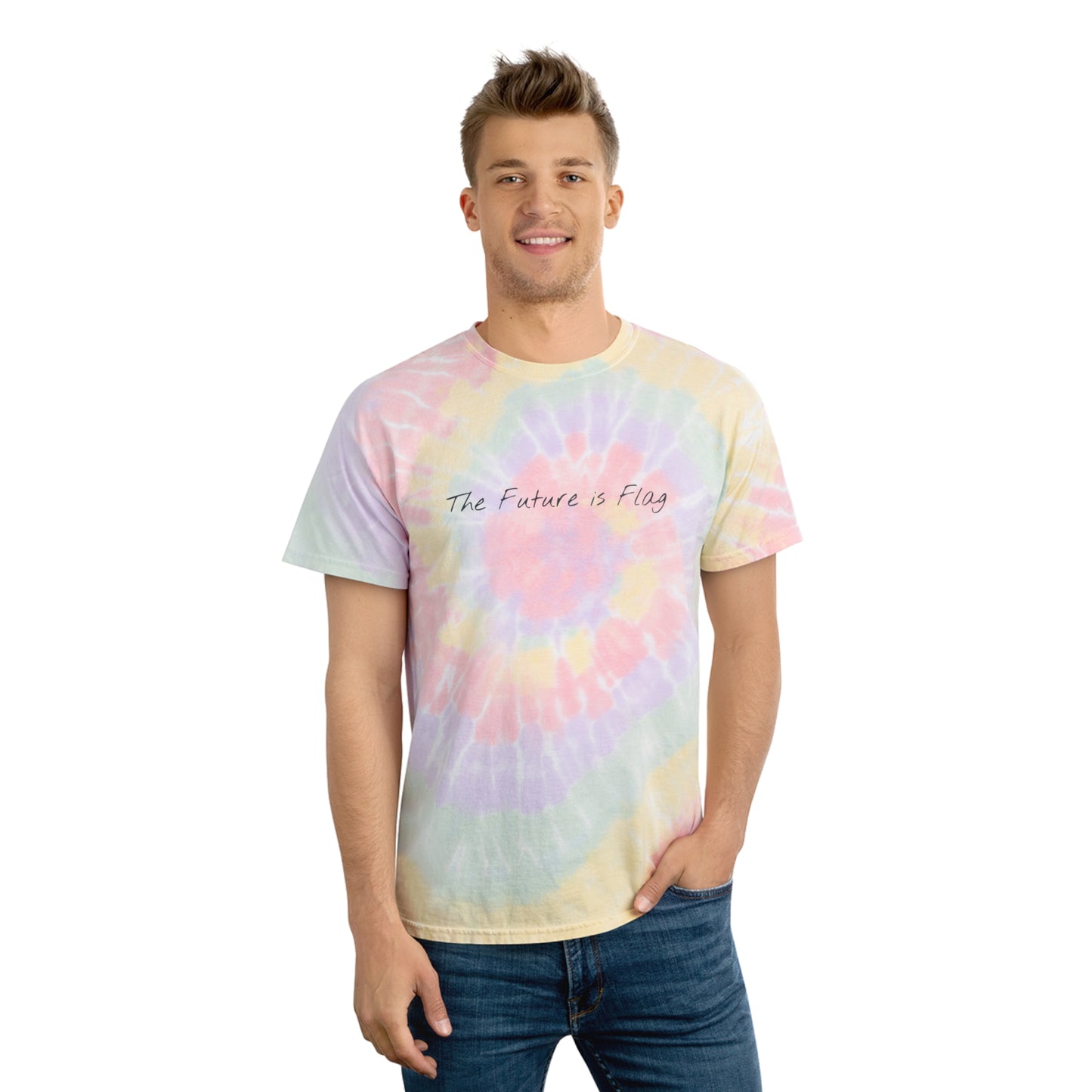 "The Future is Flag" Pastel Tie-Dye Tee - Flag Football Tee