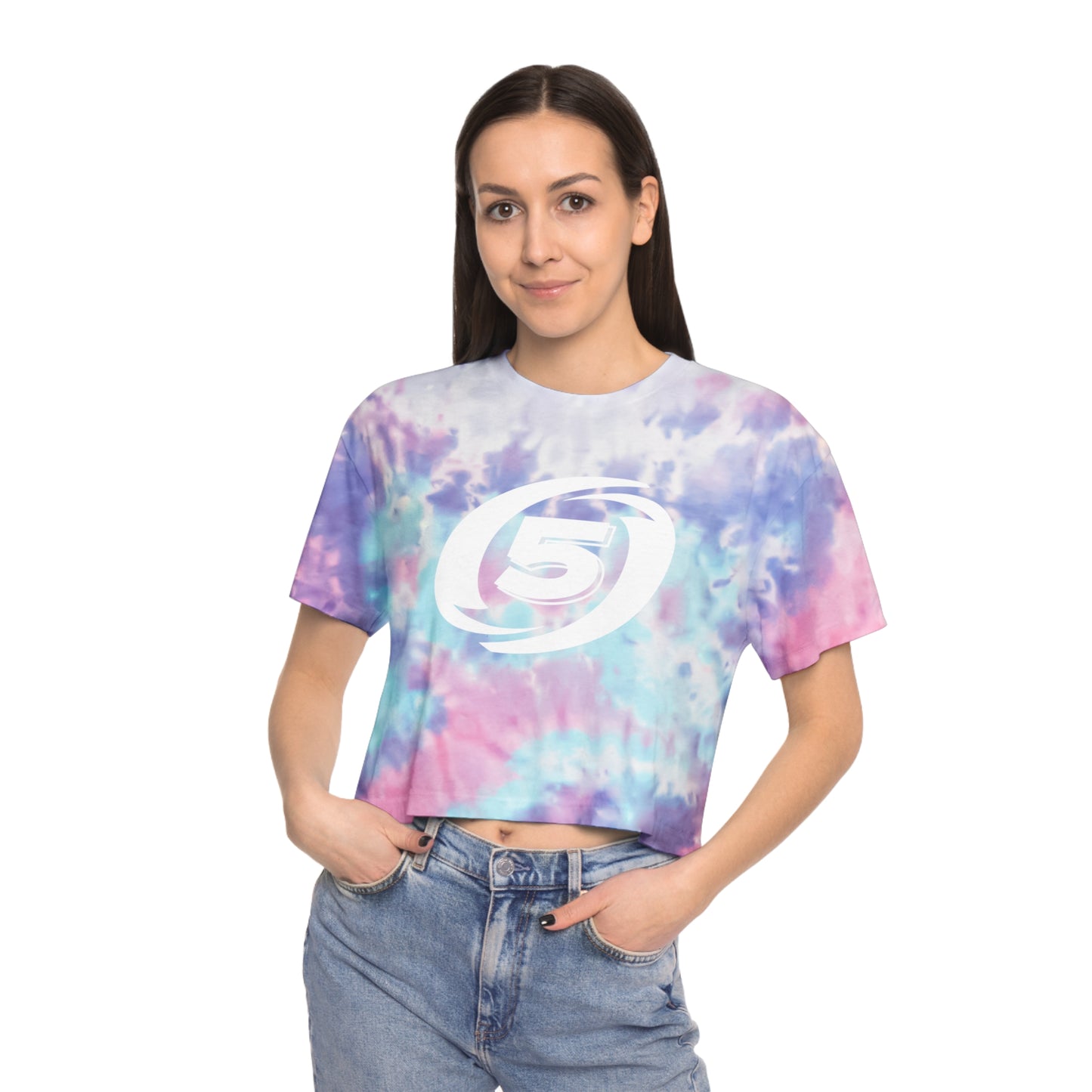 Tie-Dye Crop Tee — Pastel Spiral Graphic