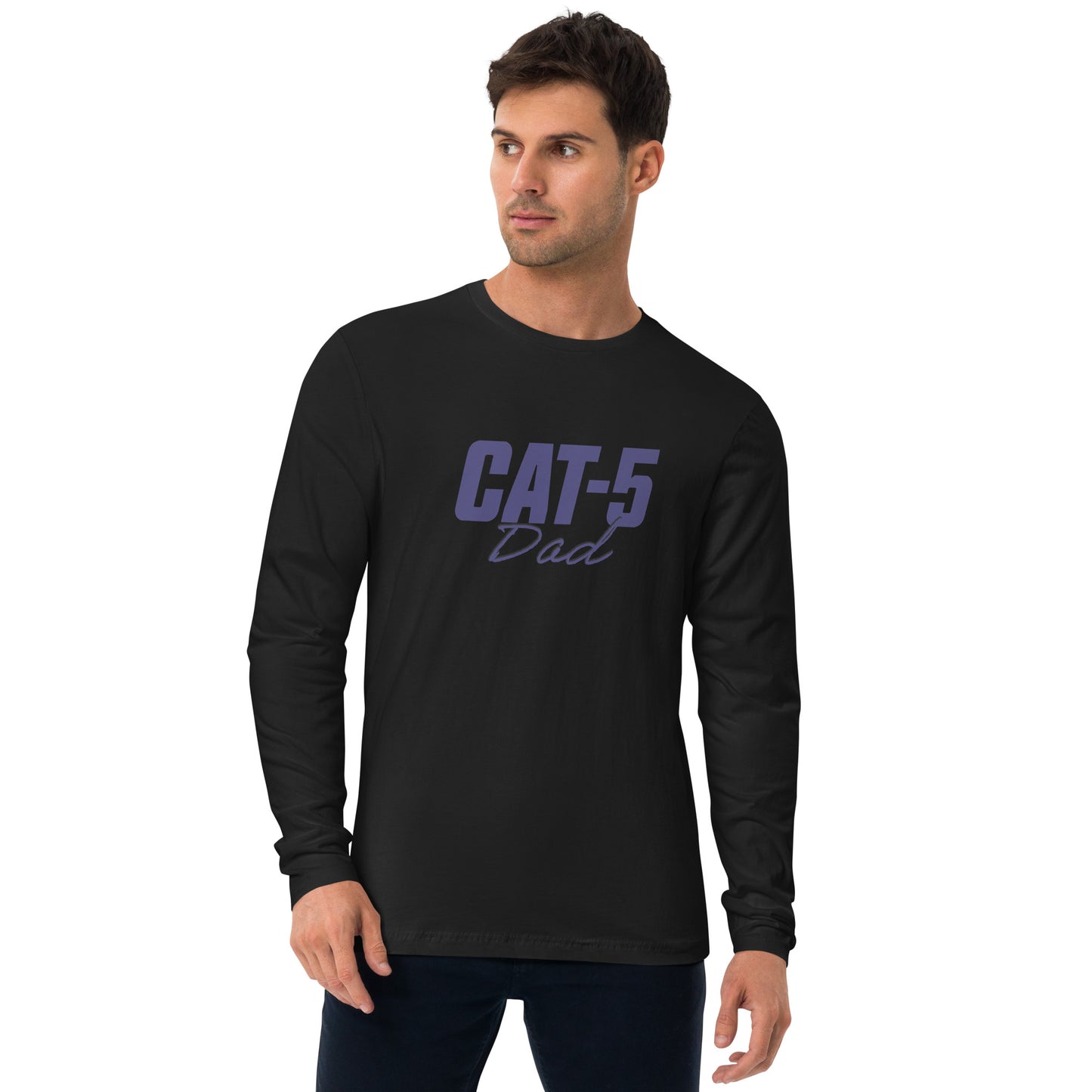 Cat-5 Dad | Long Sleeve Fitted Crew