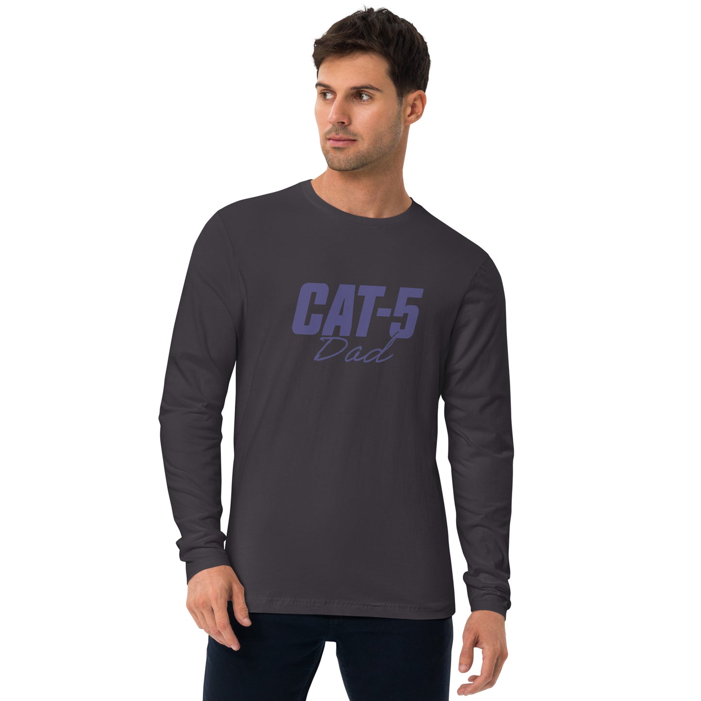 Cat-5 Dad | Long Sleeve Fitted Crew