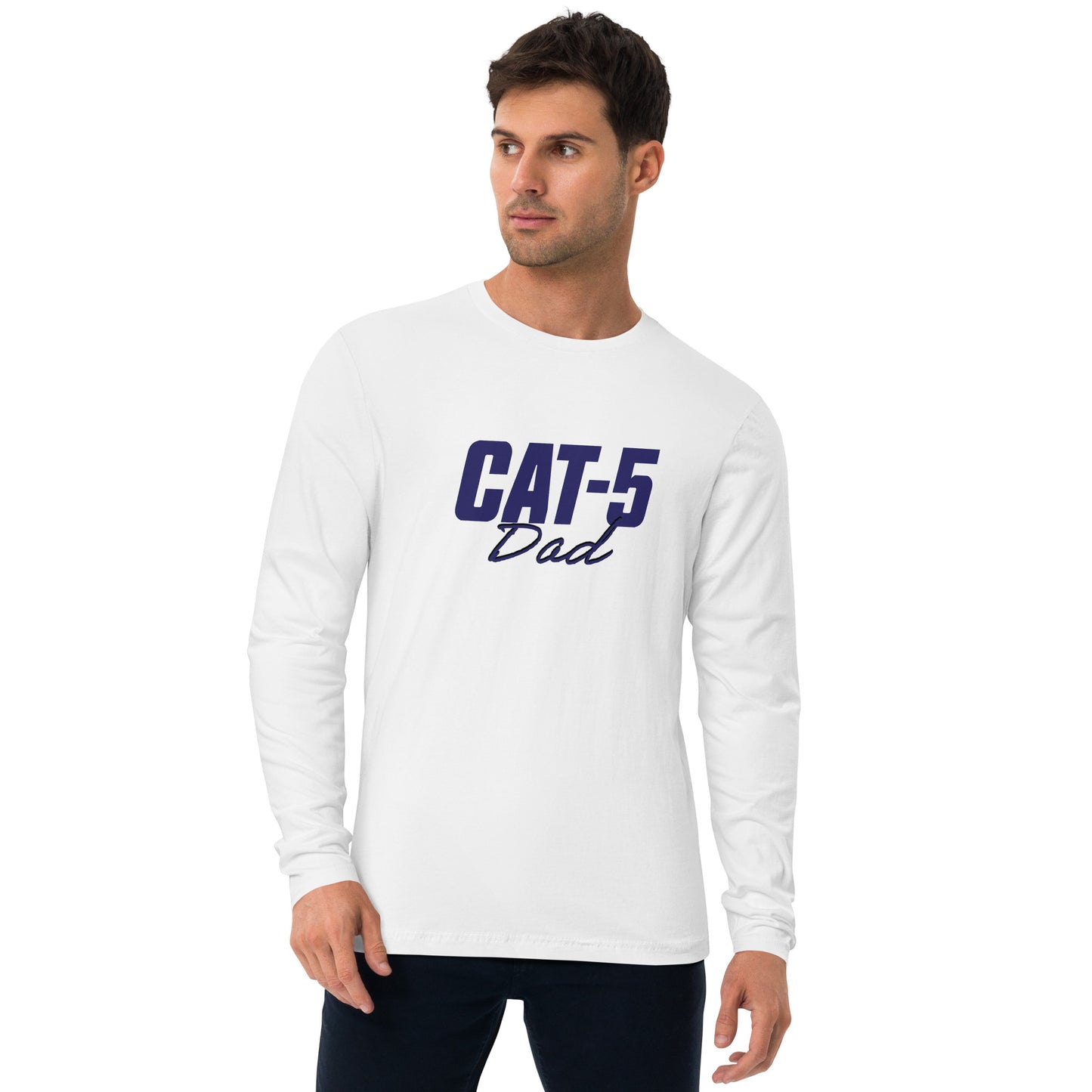 Cat-5 Dad | Long Sleeve Fitted Crew