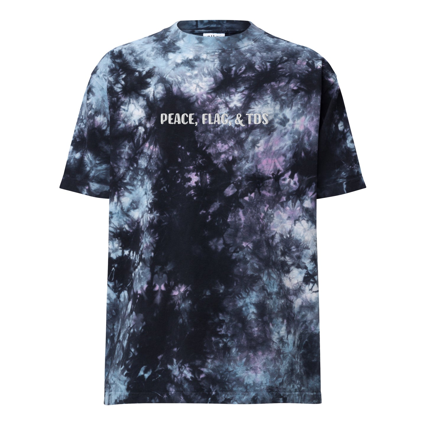 Peace, Flag, & TDs | Oversized tie-dye Flag Football t-shirt | Embroidered