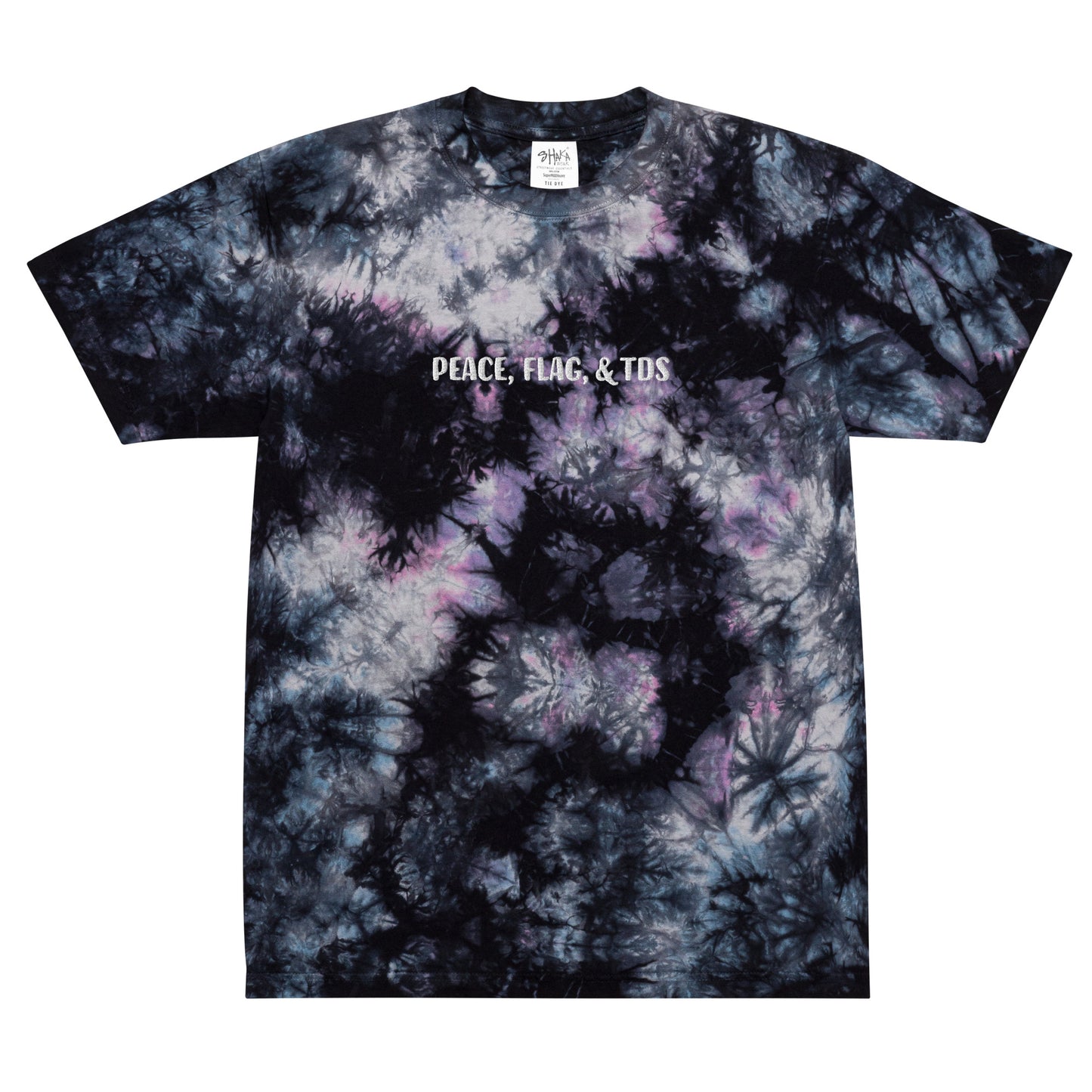 Peace, Flag, & TDs | Oversized tie-dye Flag Football t-shirt | Embroidered