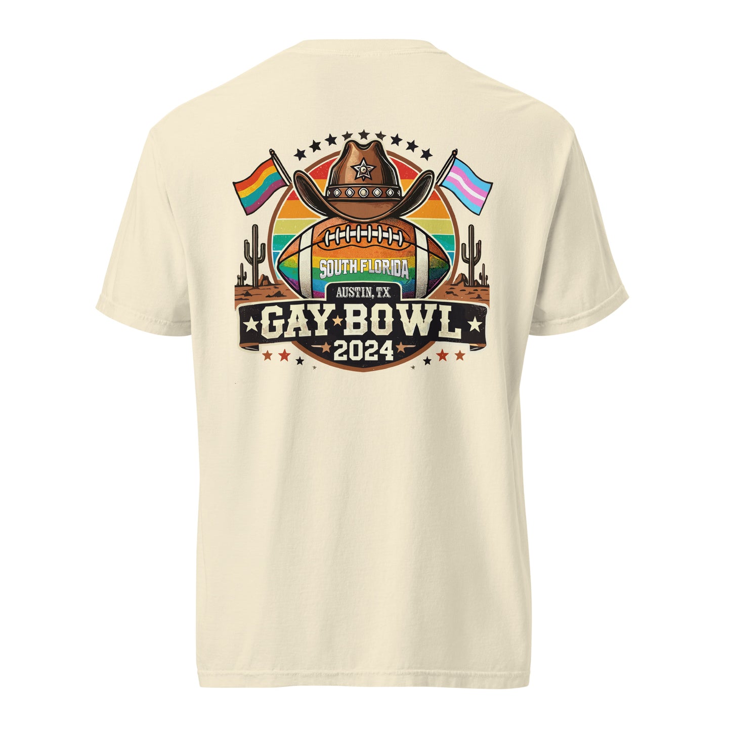 Cat-5 - Gay Bowl 2024 South Florida Flag Football League T-shirt | Unisex heavyweight t-shirt