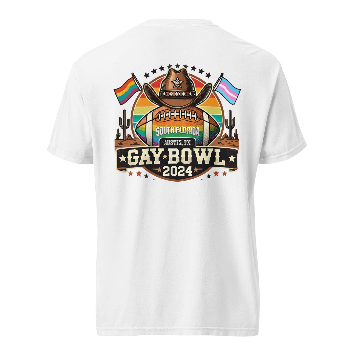 Cat-5 - Gay Bowl 2024 South Florida Flag Football League T-shirt | Unisex heavyweight t-shirt