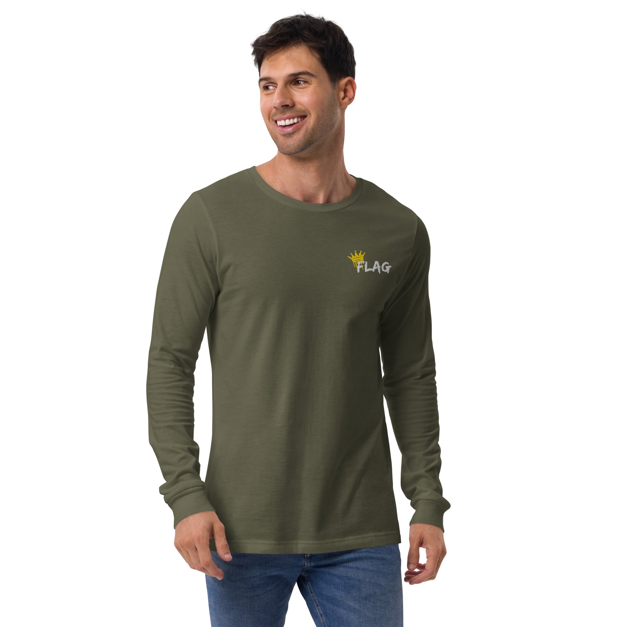 Crowned By The Game | Unisex Long Sleeve Tee Embroidered – Flag