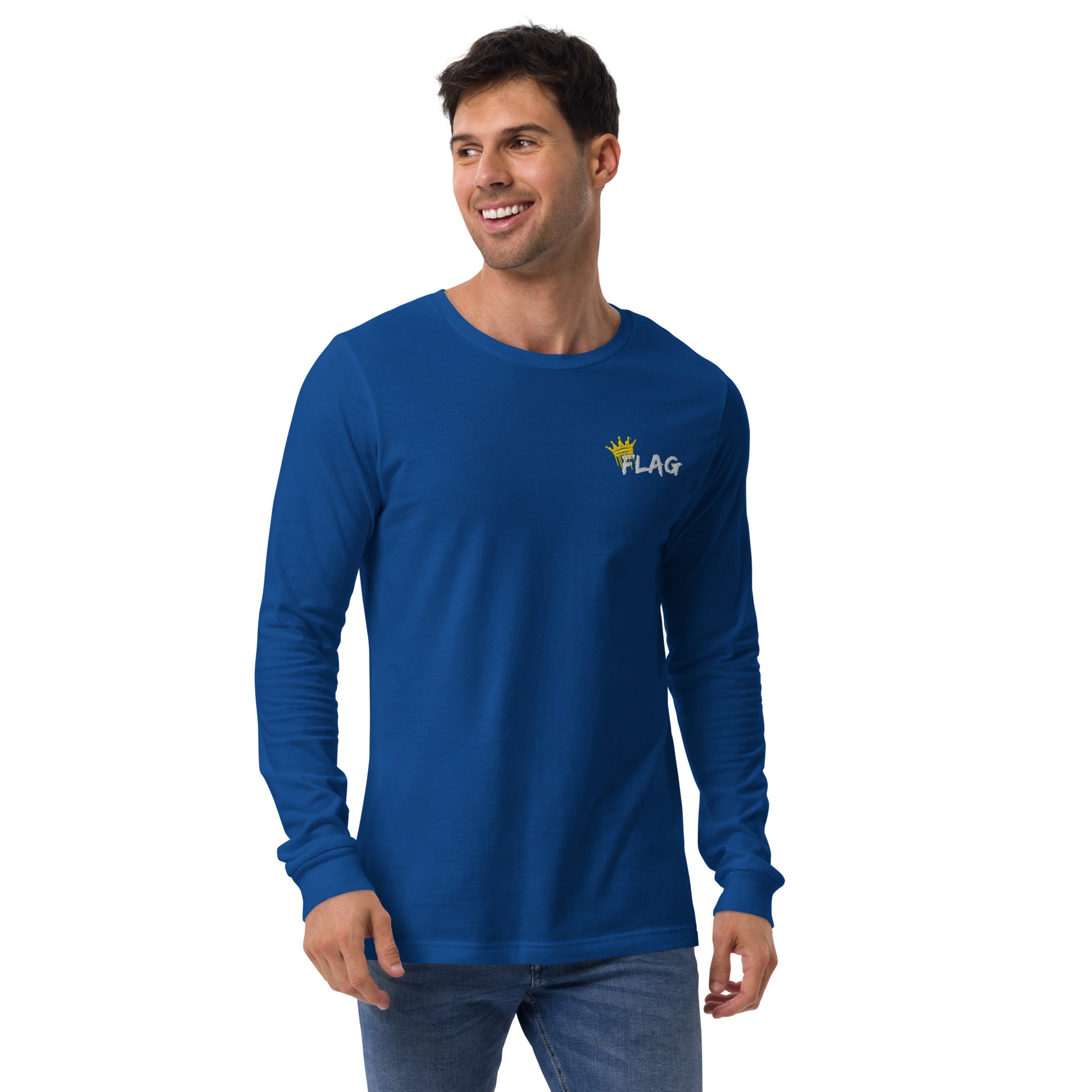 Crowned By The Game | Unisex Long Sleeve Tee Embroidered – Flag