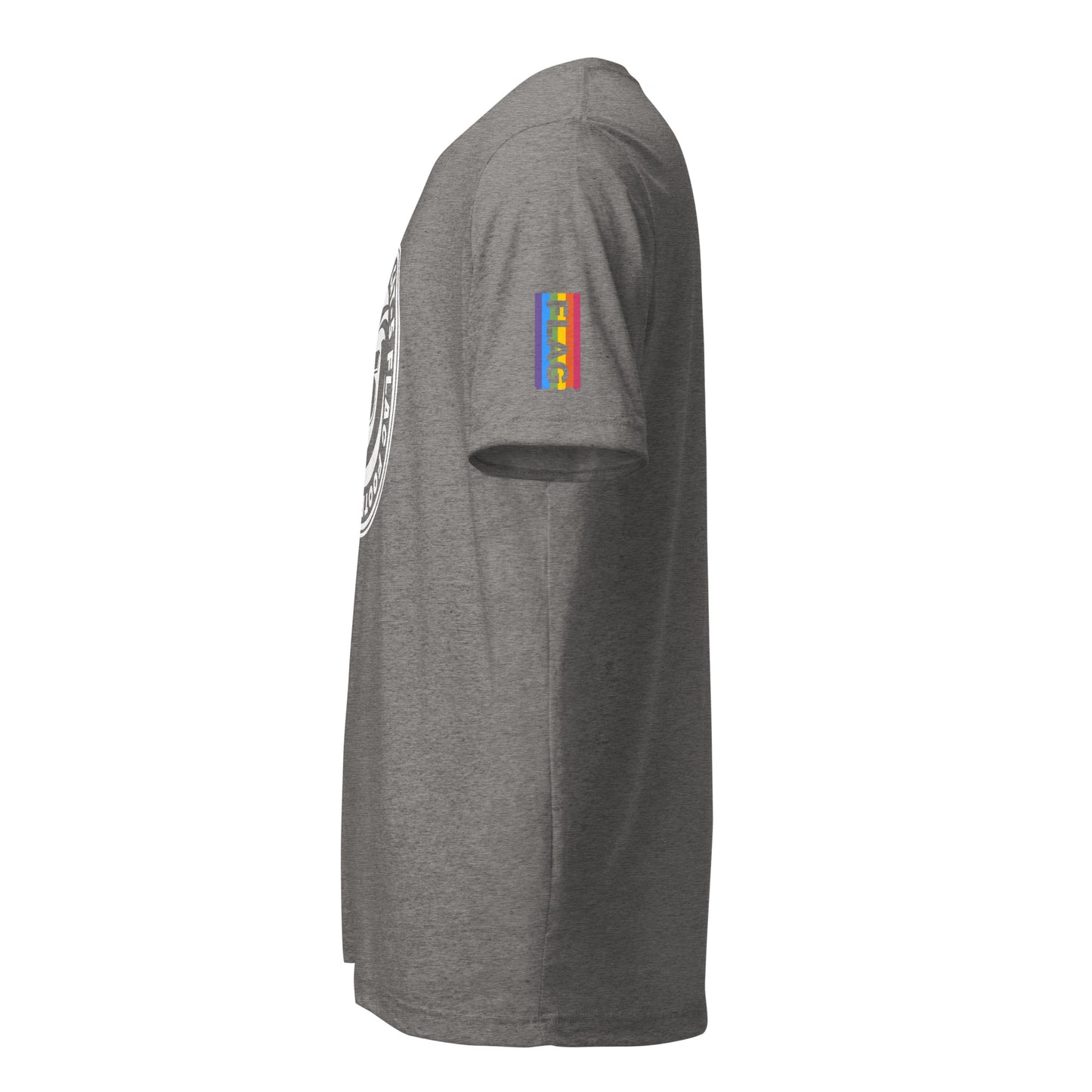 Cat-5 Primary Logo on chest | SFFFL + Pride Flag Logo on short sleeves