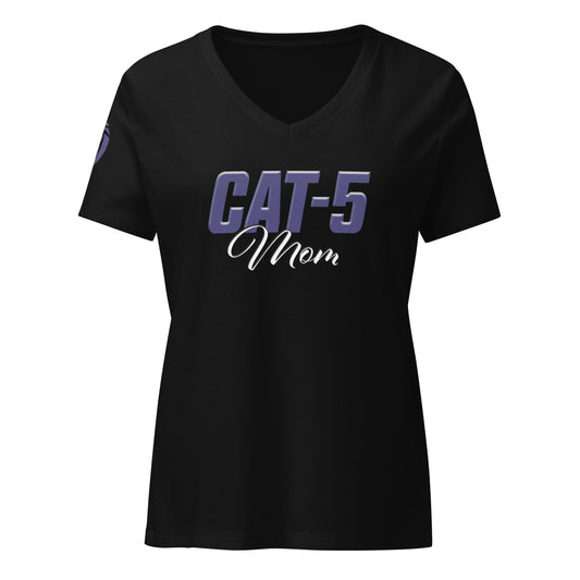 Cat-5 Mom | Women’s Flag Football relaxed v-neck t-shirt